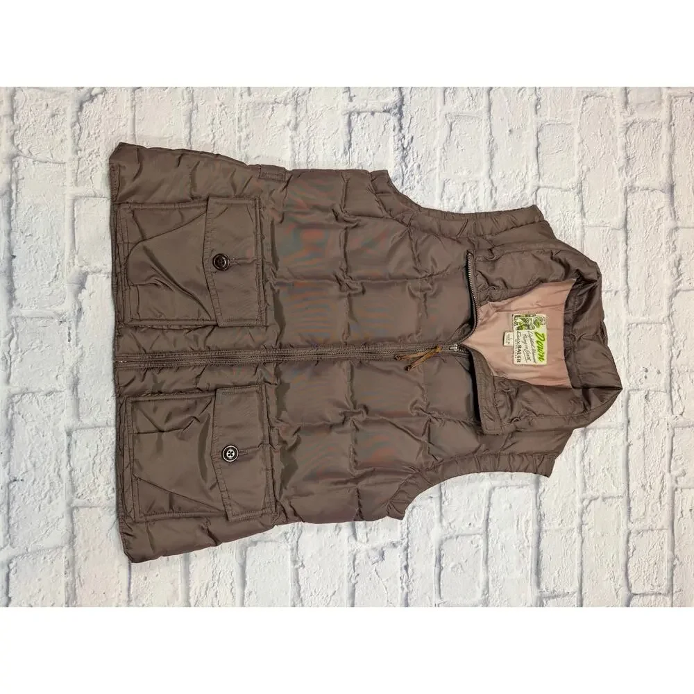 Eddie Bauer Down Vest with faux Fur Collar Eggplant Aubergine Purple size Large - Picture 6 of 16